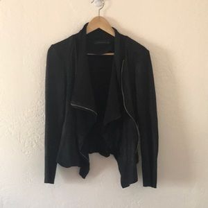 Zara waterfall faux suede stretch moto jacket